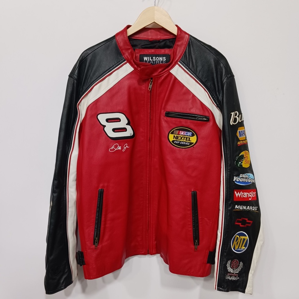 VINTAGE DALE EARNHARDT JR. BUDWEISER NASCAR LEATHER JACKET